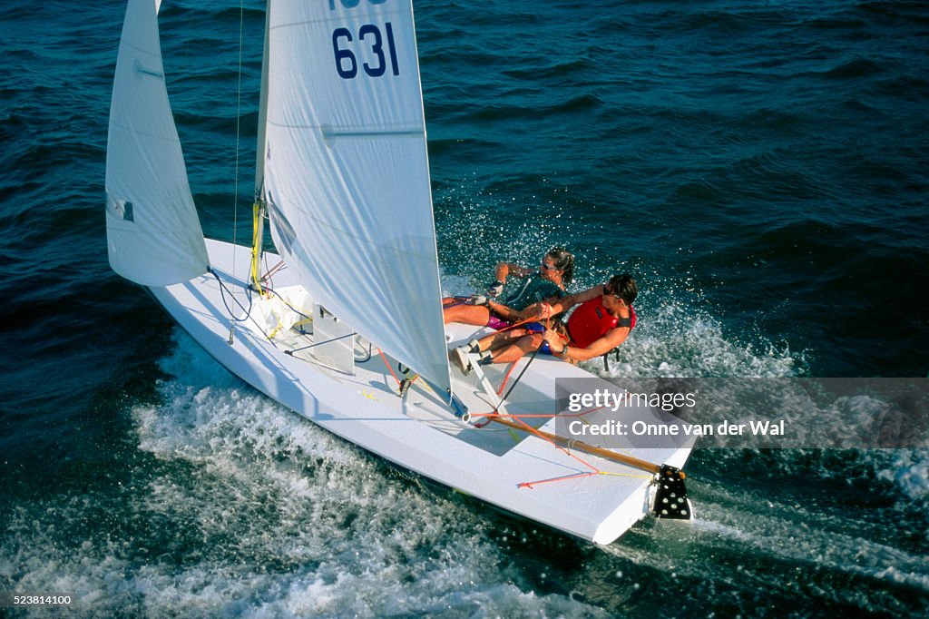 Students Sailing in Stiff Breeze