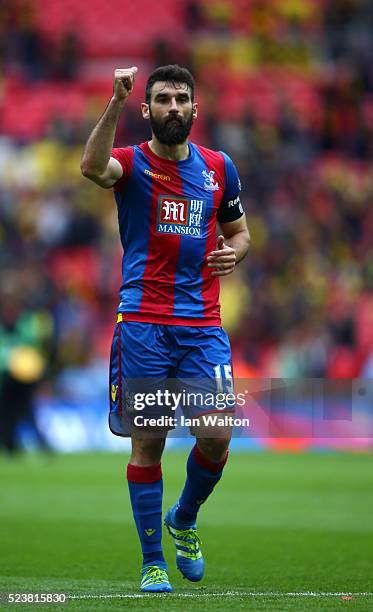 Mile Jedinak of Crystal Palace celebrates victory after during The Emirates FA Cup semi final match between Watford and Crystal Palace at Wembley...