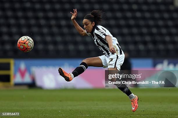 Jess Clarke of Notts County Ladies in action during the FA WSL match between Notts County Ladies and Reading FC Women at Meadow Lane on April 24,...