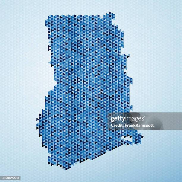 ghana map triangle pattern blue - ghana stock illustrations