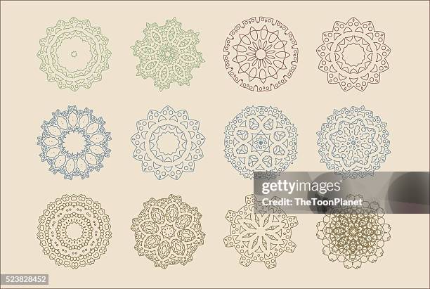 vector set of arabic oriental retro indian circular mandala patterns - indian culture pattern stock illustrations