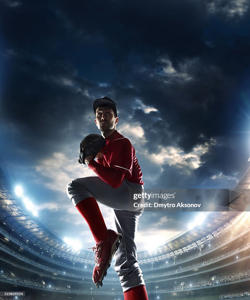 Baseball pitcher on stadium