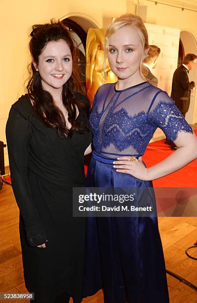 Helen Monks and Alexa Davies pose in the winners room at the British Academy Television Craft Awards at The Brewery on April 24, 2016 in London,...