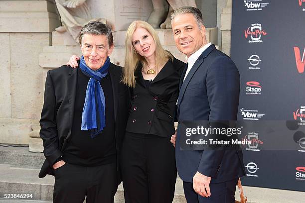 Rolf Kuehn with his wife Melanie Kuehn and Karsten Speck attend the 'Tanz der Vampire' Musical Premiere on April 24, 2016 in Berlin, Germany.