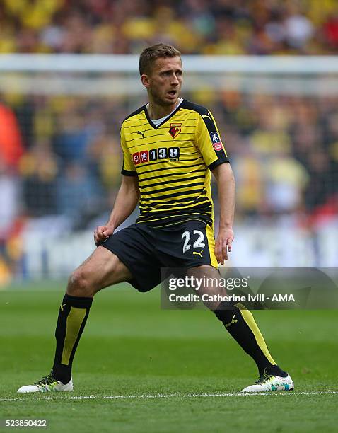 Almen Abdi of Watford during The Emirates FA Cup semi final match between Watford and Crystal Palace at Wembley Stadium on April 24, 2016 in London,...