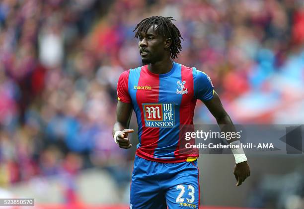 Pape Souare of Crystal Palace during The Emirates FA Cup semi final match between Watford and Crystal Palace at Wembley Stadium on April 24, 2016 in...