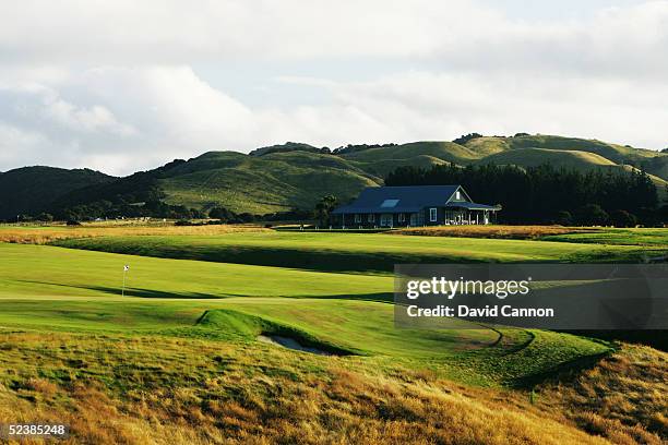 The clubhouse and the par 4 10th hole at Cape Kidnappers, on January 11 in Hawkes Bay, New Zealand.