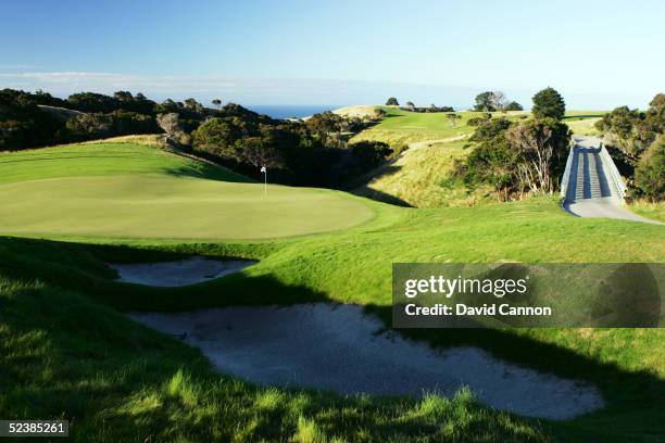 The par 3 8th hole at Cape Kidnappers, on January 11 in Hawkes Bay, New Zealand.