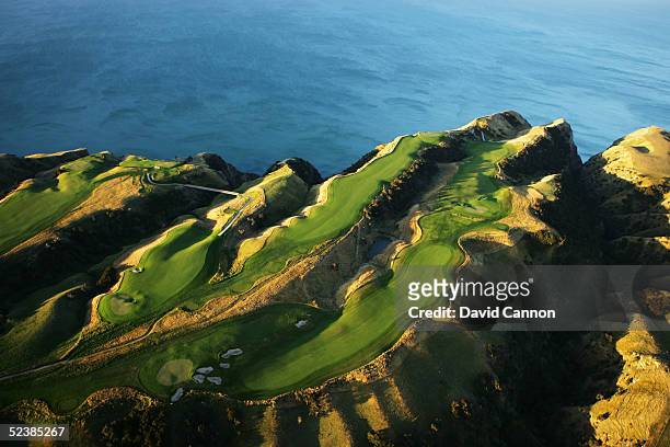 The 13th, 14th, 15th, 16th,and 17th holes at Cape Kidnappers, on January 11 in Hawkes Bay, New Zealand.