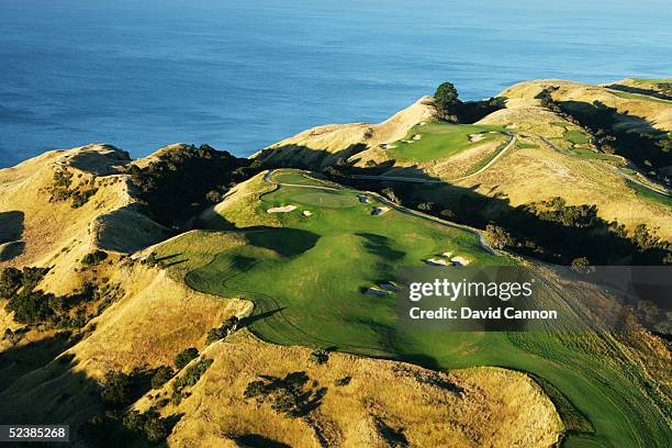 The par 4 5th hole and the par 3 6th hole at Cape Kidnappers, on January 11 in Hawkes Bay, New Zealand.