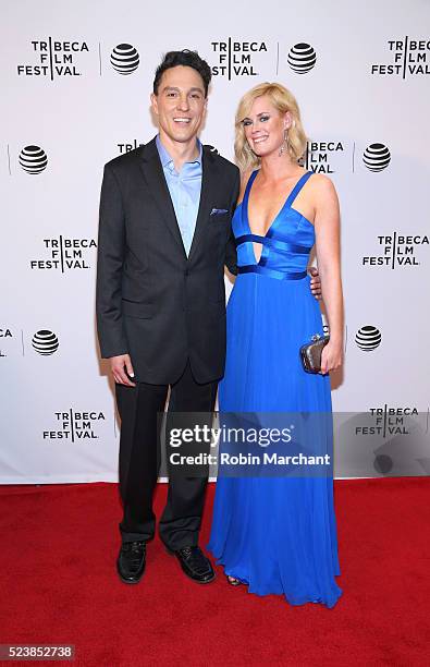 Actors Wally Marzano-Lesnevich and Abigail Hawk attend "Almost Paris" Premiere - 2016 Tribeca Film Festival at Chelsea Bow Tie Cinemas on April 24,...