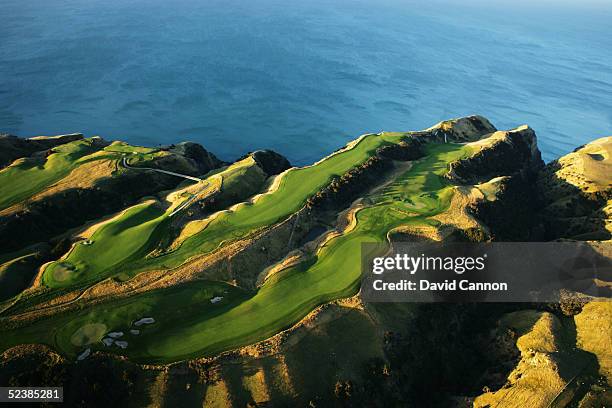 The 13th, 14th, 15th, 16th,and 17th holes at Cape Kidnappers, on January 11 in Hawkes Bay, New Zealand.