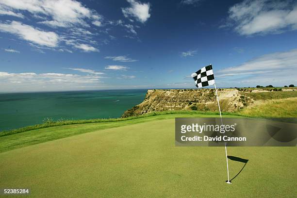 The green on the par 3, 13th hole at Cape Kidnappers, on January 11 in Hawkes Bay, New Zealand.