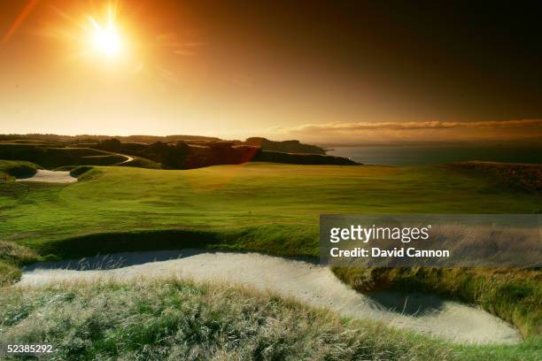 The par 3, 6th hole at Cape Kidnappers, on January 11 in Hawkes Bay, New Zealand.