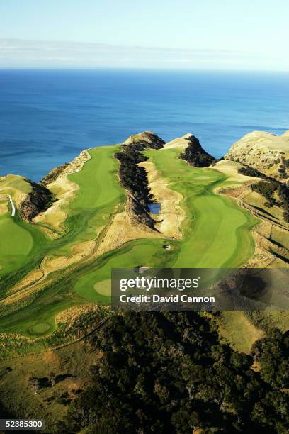 View of the 15th, 16th and 17th holes at Cape Kidnappers, on January 11 in Hawkes Bay, New Zealand.