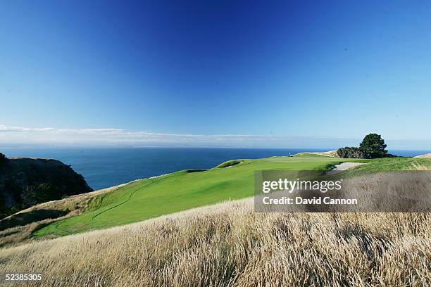 The par 3, 6th hole at Cape Kidnappers, on January 11 in Hawkes Bay, New Zealand.