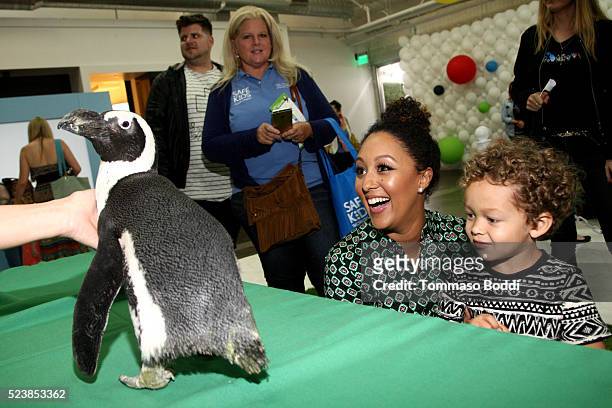 Actress Tamera Mowry-Housley and Aden Housley attend Safe Kids Day 2016 presented by Nationwide at Smashbox Studios on April 24, 2016 in Los Angeles,...