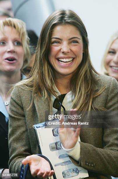 Daniella Cicarelli, 24-year-old Brazilian model and fiancee of Brazilian footballer Ronaldo, attends the CeBIT technology trade fair March 14, 2005...