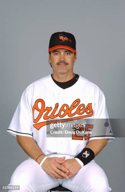 Rafael Palmeiro of the Baltimore Orioles poses for a portrait during photo day at Ft Lauderdale Stadium on February 28, 2005 in Ft. Lauderdale,...