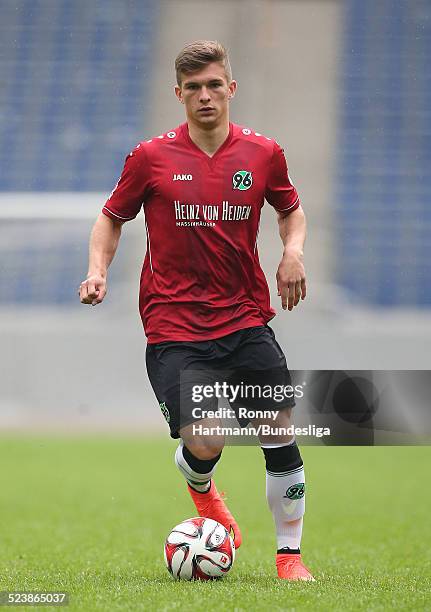 Tim Dierssen of Hanover in action during the Hannover 96 Media Day for DFL at the HDI-Arena on July 08, 2014 in Hannover, Germany.