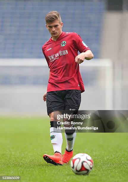 Tim Dierssen of Hanover in action during the Hannover 96 Media Day for DFL at the HDI-Arena on July 08, 2014 in Hannover, Germany.