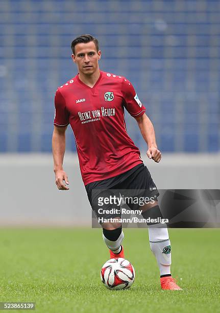 Edgar Prib of Hanover in action during the Hannover 96 Media Day for DFL at the HDI-Arena on July 08, 2014 in Hannover, Germany.