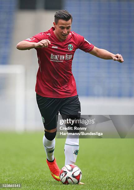 Edgar Prib of Hanover in action during the Hannover 96 Media Day for DFL at the HDI-Arena on July 08, 2014 in Hannover, Germany.