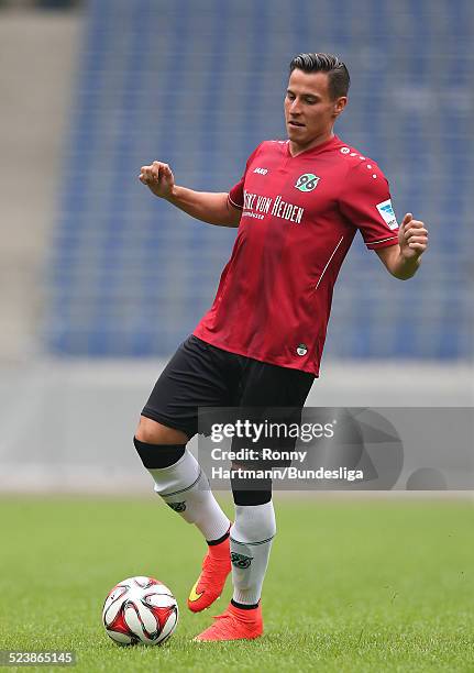 Edgar Prib of Hanover in action during the Hannover 96 Media Day for DFL at the HDI-Arena on July 08, 2014 in Hannover, Germany.