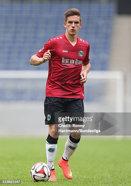 Valmir Sulejmani of Hanover in action during the Hannover 96 Media Day for DFL at the HDI-Arena on July 08, 2014 in Hannover, Germany.