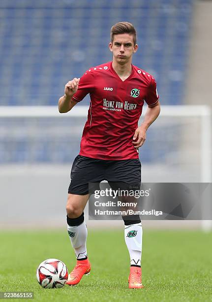 Valmir Sulejmani of Hanover in action during the Hannover 96 Media Day for DFL at the HDI-Arena on July 08, 2014 in Hannover, Germany.