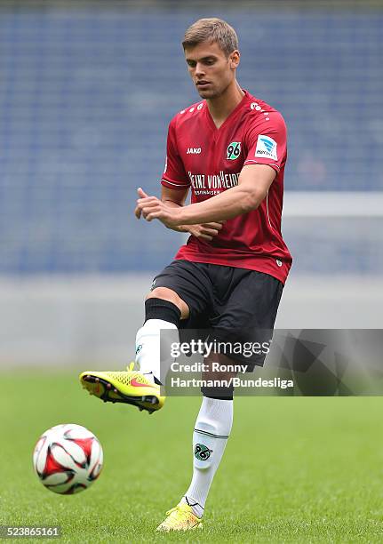 Stefan Thesker of Hanover in action during the Hannover 96 Media Day for DFL at the HDI-Arena on July 08, 2014 in Hannover, Germany.