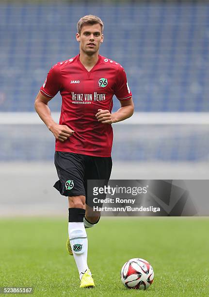 Stefan Thesker of Hanover in action during the Hannover 96 Media Day for DFL at the HDI-Arena on July 08, 2014 in Hannover, Germany.