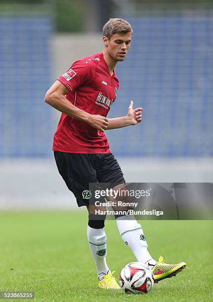 Stefan Thesker of Hanover in action during the Hannover 96 Media Day for DFL at the HDI-Arena on July 08, 2014 in Hannover, Germany.