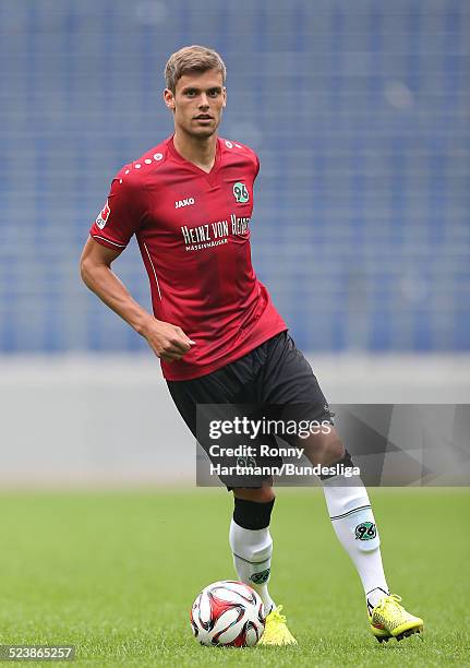 Stefan Thesker of Hanover in action during the Hannover 96 Media Day for DFL at the HDI-Arena on July 08, 2014 in Hannover, Germany.