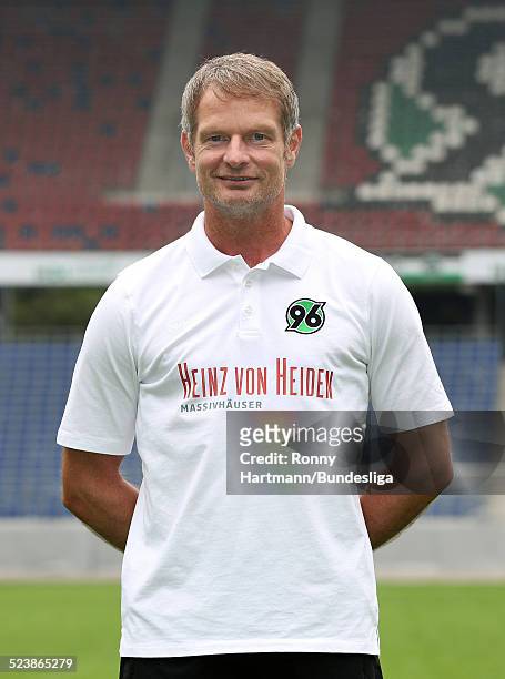 Goalkeeping coach Joerg Sievers of Hanover poses during the Hannover 96 Media Day for DFL at the HDI-Arena on July 08, 2014 in Hannover, Germany.