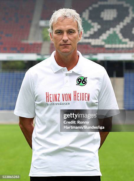 Assistant coach Xaver Zembrod of Hanover poses during the Hannover 96 Media Day for DFL at the HDI-Arena on July 08, 2014 in Hannover, Germany.