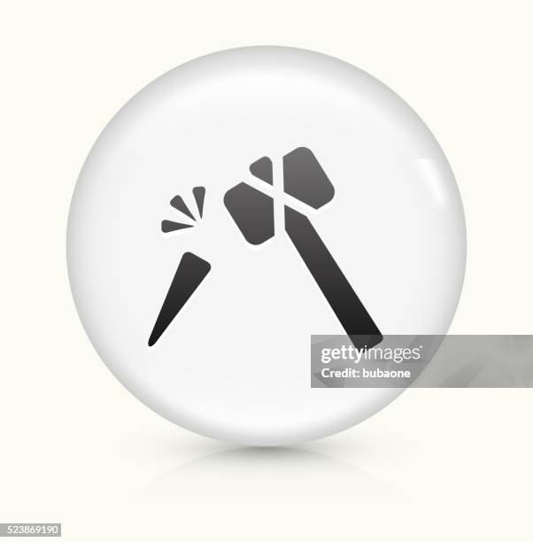 hammer and chisel icon on white round vector button - chisel stock illustrations
