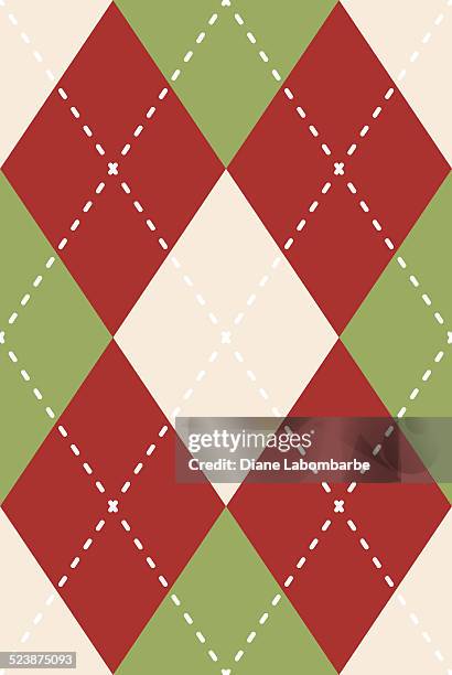 seamless retro argyle repeating pattern - green argyle stock illustrations