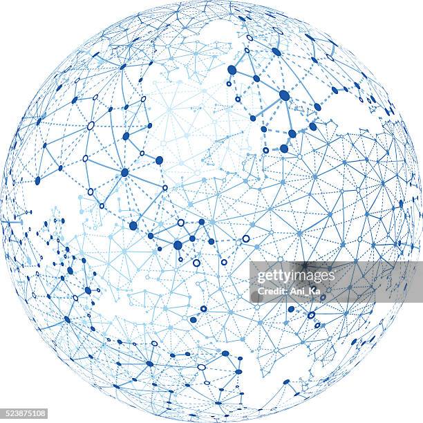 global network - big data world stock illustrations