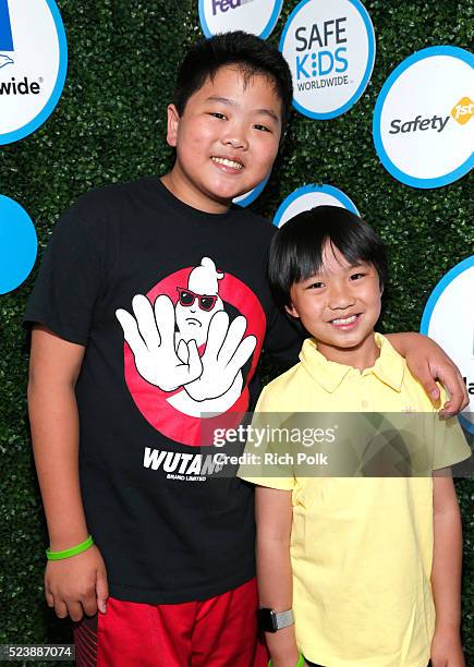 Actors Hudson Yang and Ian Chen attend Safe Kids Day at Smashbox Studios on April 24, 2016 in Culver City, California.