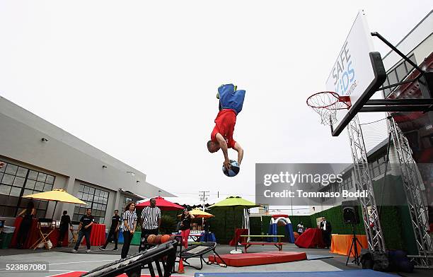 Athlete jumps at Safe Kids Day 2016 presented by Nationwide at Smashbox Studios on April 24, 2016 in Los Angeles, California.