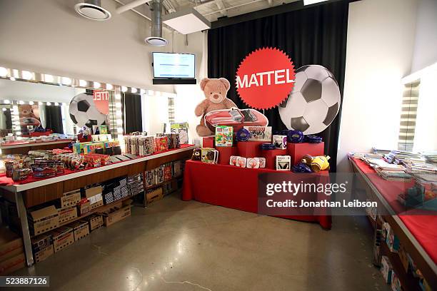 Mattel signage is seen during Safe Kids Day 2016 presented by Nationwide at Smashbox Studios on April 24, 2016 in Los Angeles, California.