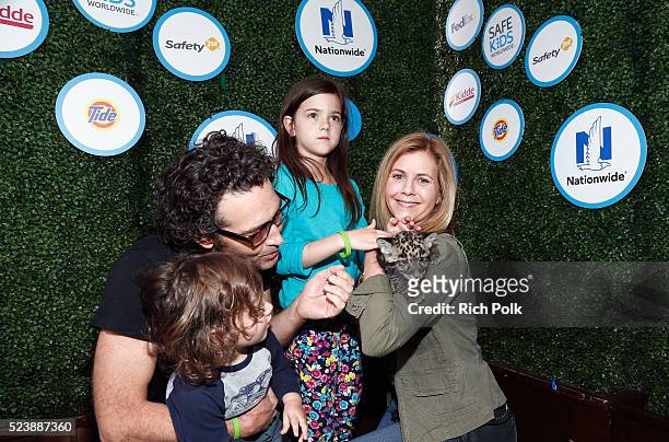 Joshua Fortson, actor John Fortson, actress Abby Ryder Fortson, and actress Christie Lynn Smith attend Safe Kids Day at Smashbox Studios on April 24,...