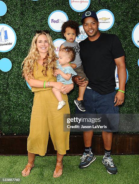 CaCee Cobb, Donald Faison, Wilder Frances Faison and Rocco Faison attend Safe Kids Day at Smashbox Studios on April 24, 2016 in Culver City,...