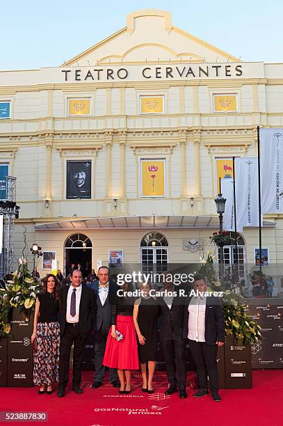 Actors Pilar Lopez de Ayala, Karra Elejalde, Fernando Albizu, director Manuela Burlo, Carmen Machi, Rafa Odorrika and Cristopher Torres attend...