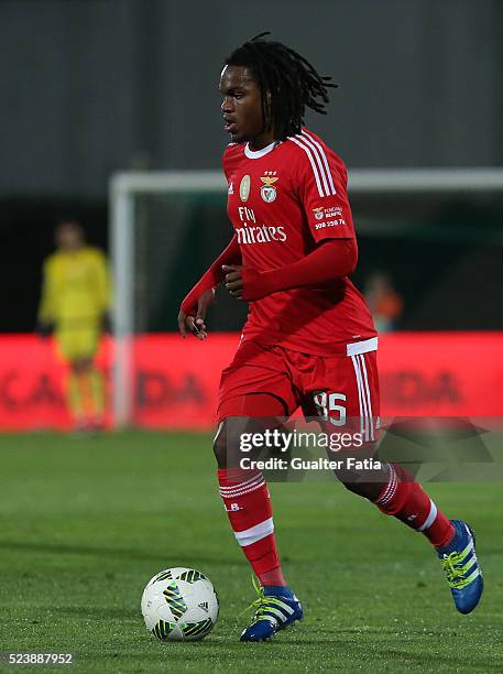 Benfica's midfielder Renato Sanches in action during the Primeira Liga match between Rio Ave FC and SL Benfica at Estadio dos Arcos on April 24, 2016...