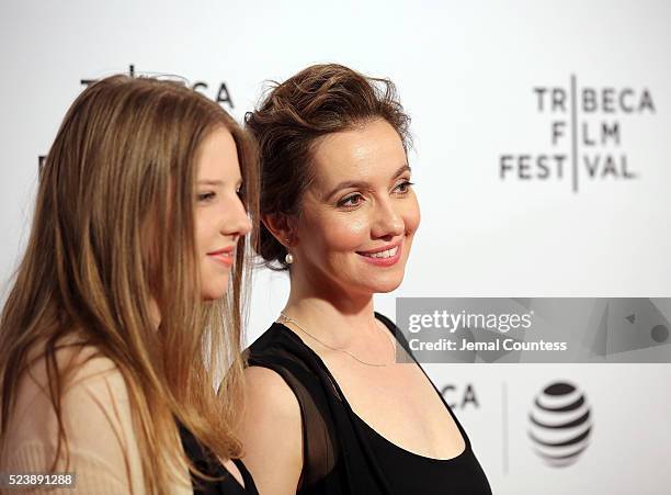 Francesca Scorsese and Domenica Cameron Scorsese attend the "Almost Paris" Premiere at Chelsea Bow Tie Cinemas on April 24, 2016 in New York City.