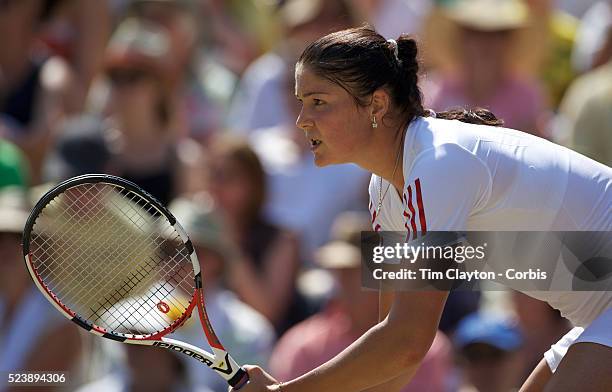 "Dinara Safina, Russia, in action during her Quarter Final victory over Sabine Lisicki, Germany, at the All England Lawn Tennis Championships at...