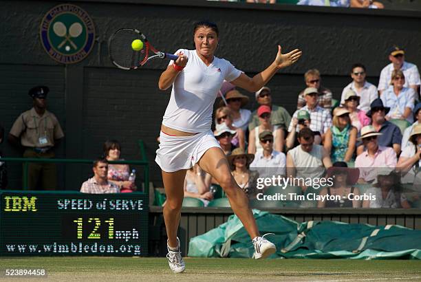 "Dinara Safina, Russia, in action against Venus Williams, USA, in the Women's Singles Semi-Final at the All England Lawn Tennis Championships at...