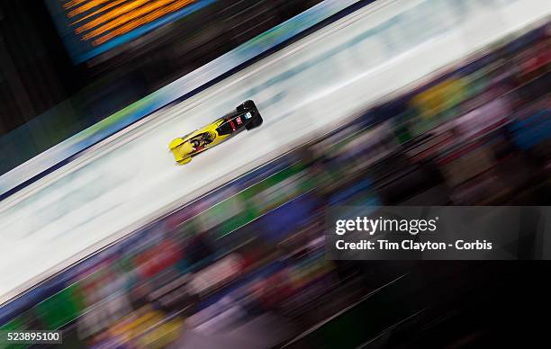 Winter Olympics, Vancouver, 2010 Sabina Hafner ard Caroline Spahni, Switzerlard One, in action during the Bobsleigh Women's heat one competition at...